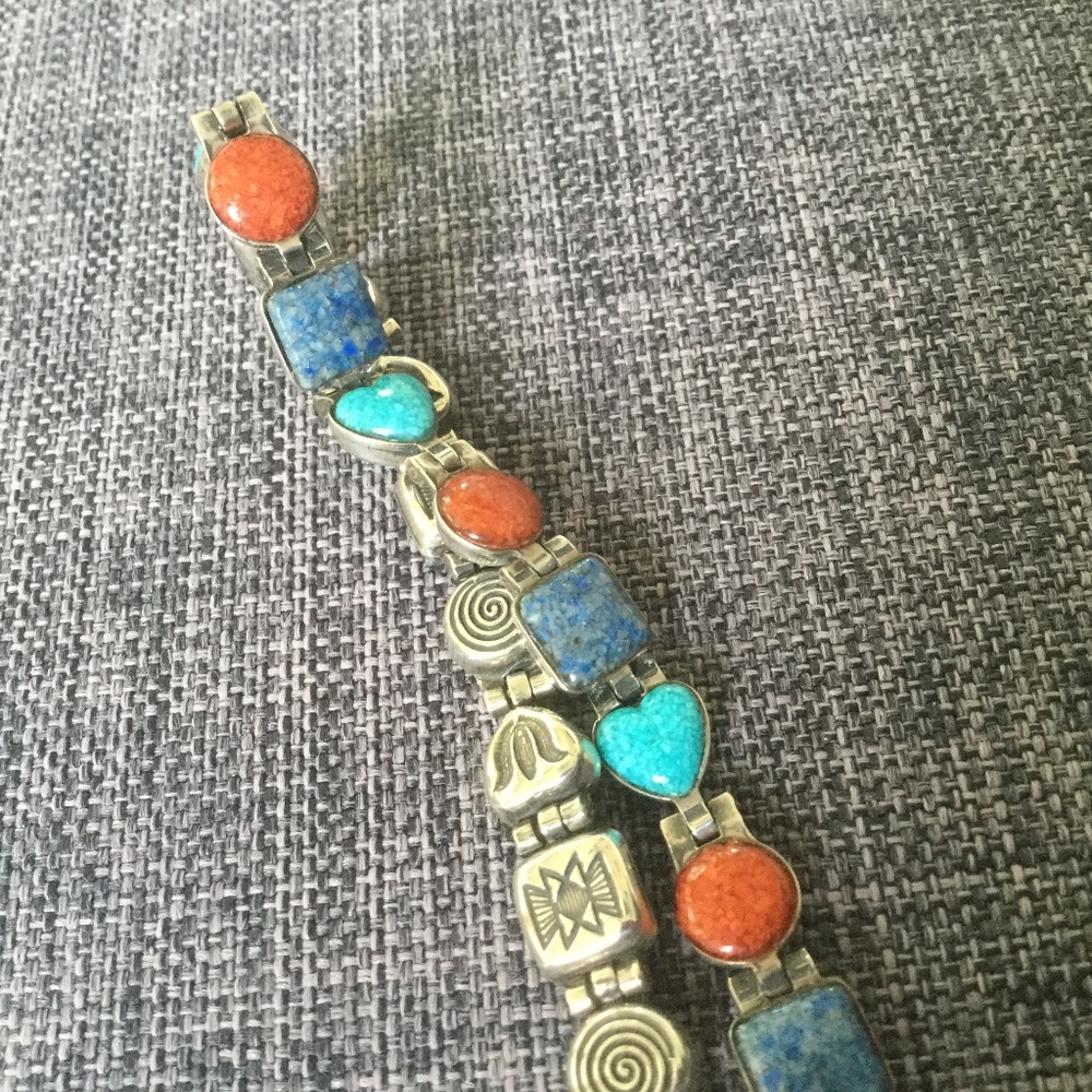 Carolyn Pollack Reversible Multi-Stone Sterling Silver Panel Bracelet